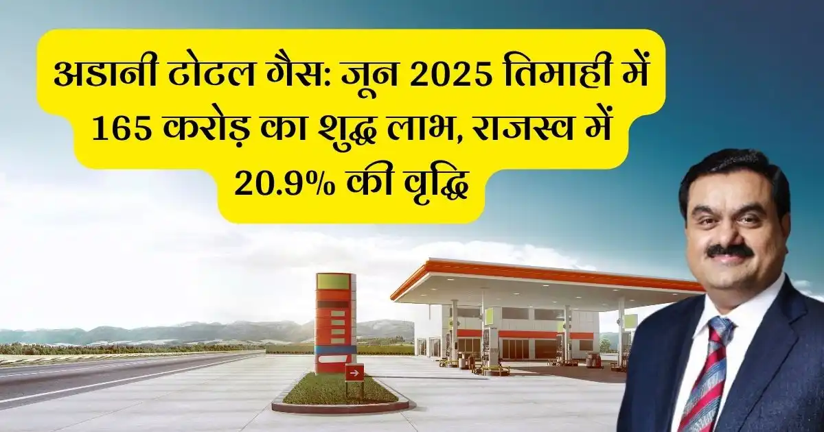 अडानी टोटल गैस: जून 2025 तिमाही में 165 करोड़ का शुद्ध लाभ, राजस्व में 20.9% की वृद्धि