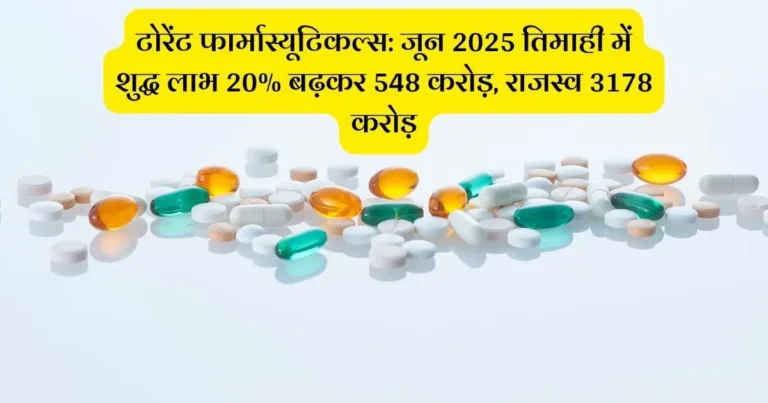 टोरेंट फार्मास्यूटिकल्स: जून 2025 तिमाही में शुद्ध लाभ 20% बढ़कर 548 करोड़, राजस्व 3178 करोड़