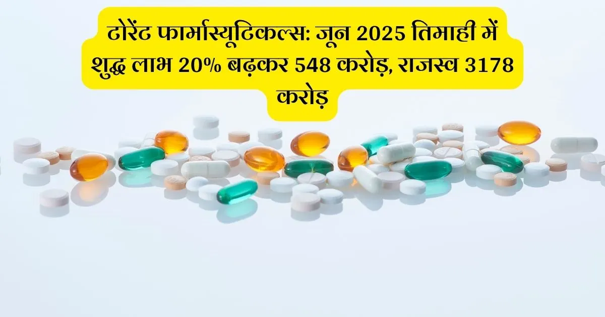 टोरेंट फार्मास्यूटिकल्स: जून 2025 तिमाही में शुद्ध लाभ 20% बढ़कर 548 करोड़, राजस्व 3178 करोड़